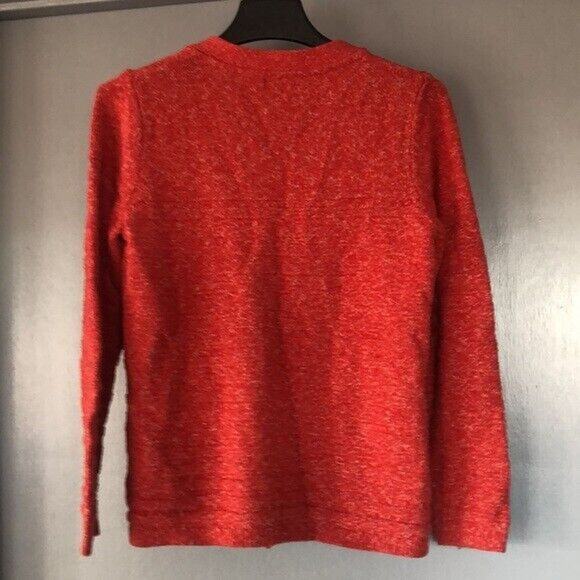 L.L. Bean Red Cotton V-Neck Cardigan Long Sleeve Sweater Button Front Size M - Picture 2 of 7
